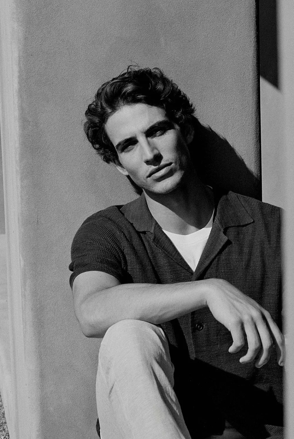 T-shirts|Polo Shirts>Trenery Cotton Linen Textured Knit Shirt Chocolate