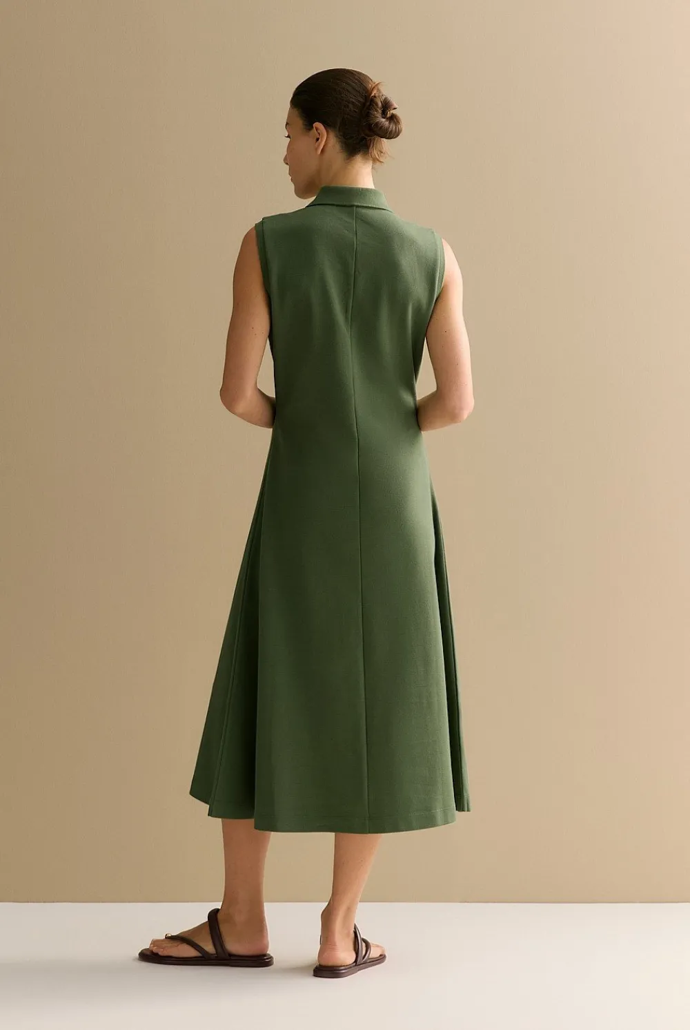 Dresses>Trenery Cotton Pique Sleeveless Polo Dress Ivy