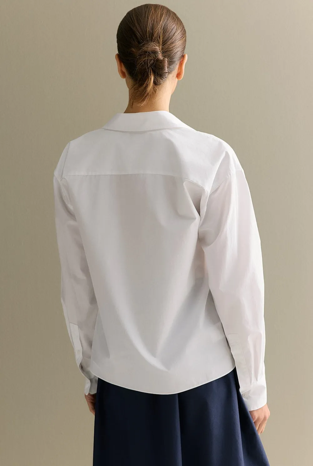 Shirts>Trenery Cotton Poplin Tie Front Shirt White