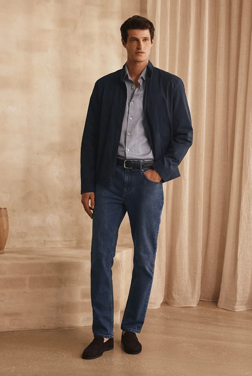 Outerwear>Trenery Cotton Twill Harrington Navy