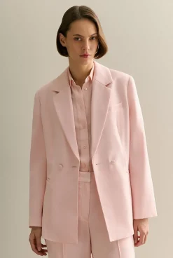 Outerwear>Trenery Crepe Double Breasted Blazer PinkSalt