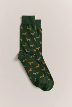 Socks>Trenery Dachshund Crew Sock RacingGreen