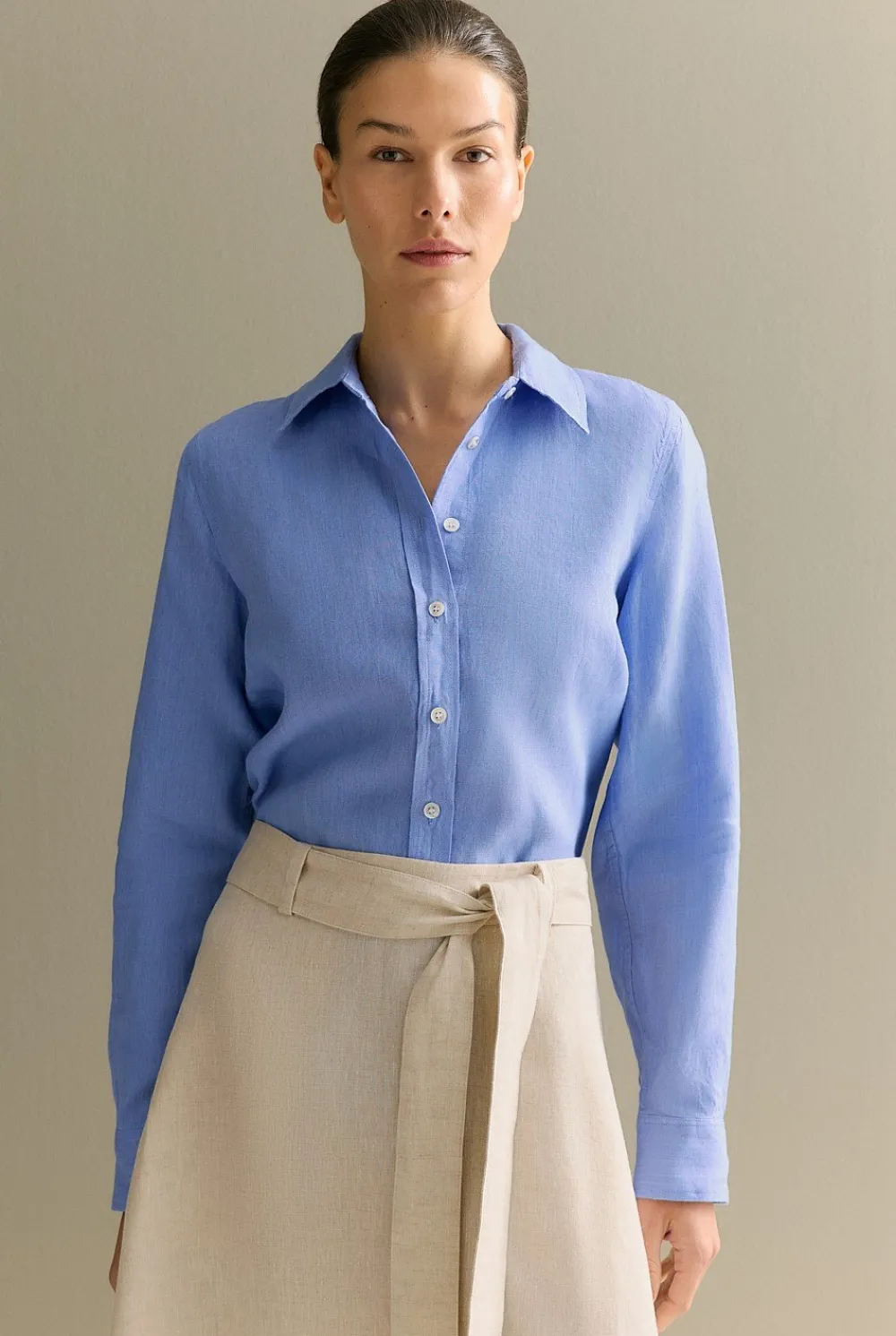 Shirts|The Linen Edit>Trenery Delave Linen Classic Shirt CornflowerBlue