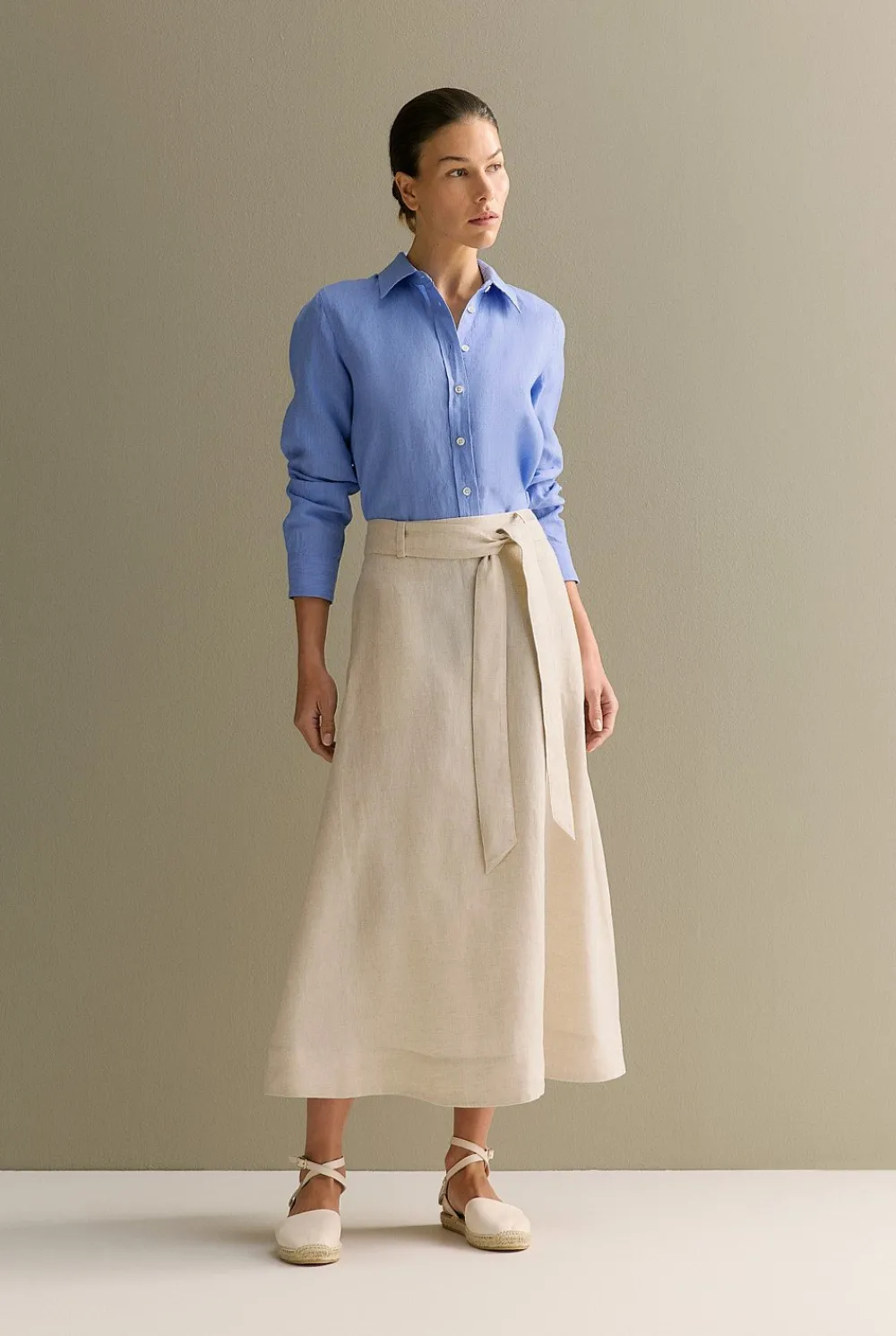 Shirts|The Linen Edit>Trenery Delave Linen Classic Shirt CornflowerBlue