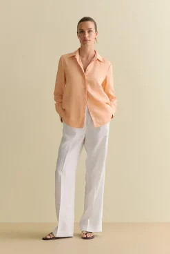 Shirts|The Linen Edit>Trenery Delave Linen Classic Shirt PaleApricot