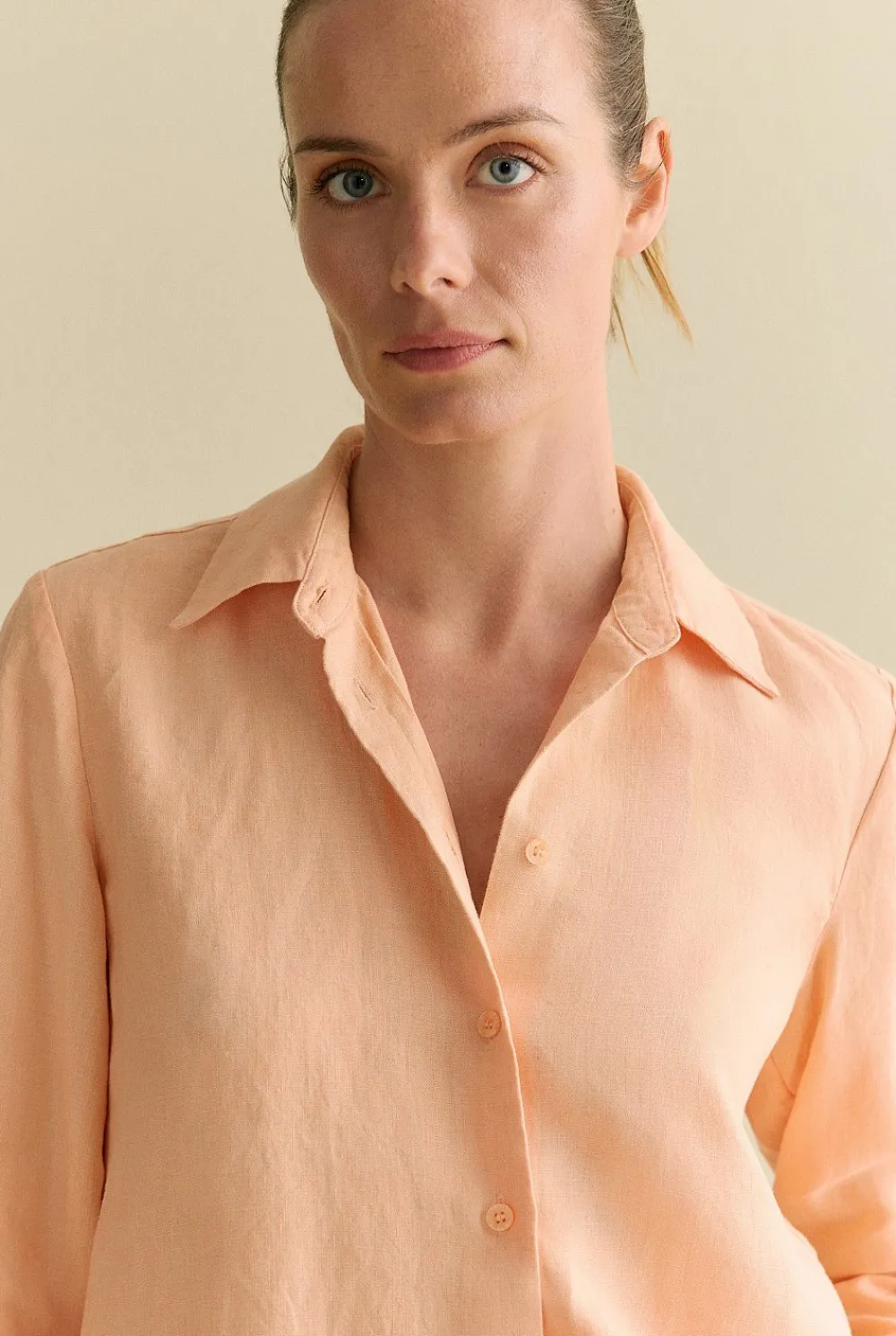 Shirts|The Linen Edit>Trenery Delave Linen Classic Shirt PaleApricot