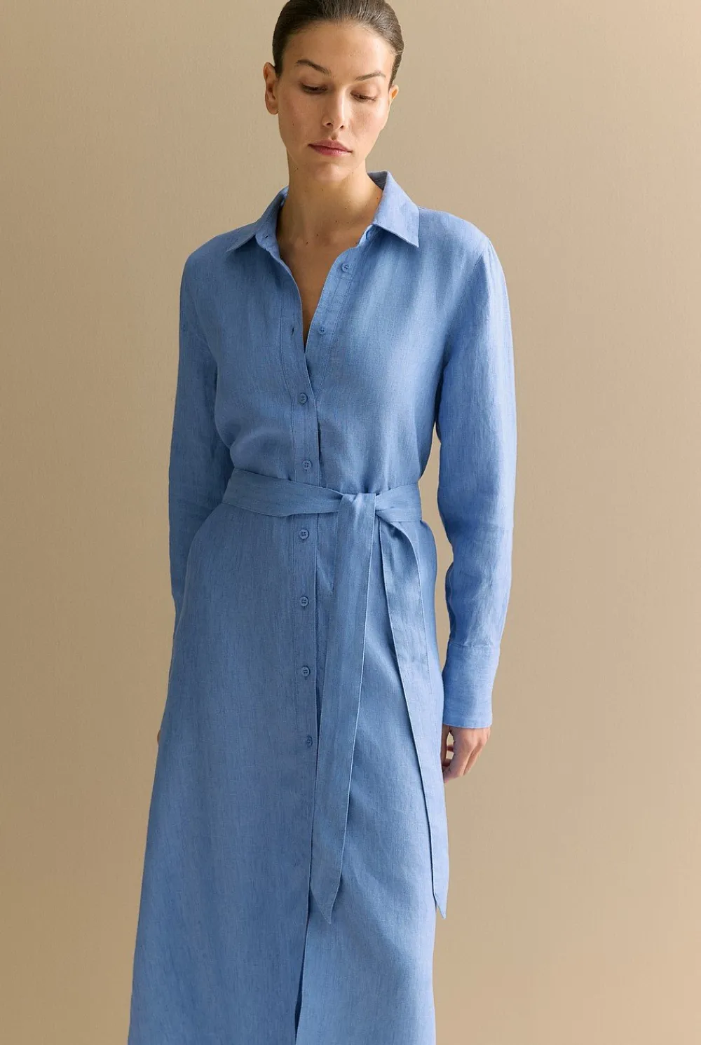 Dresses|Occasion Dresses & Outfits>Trenery Delave Linen Classic Shirt Dress WedgewoodBlue