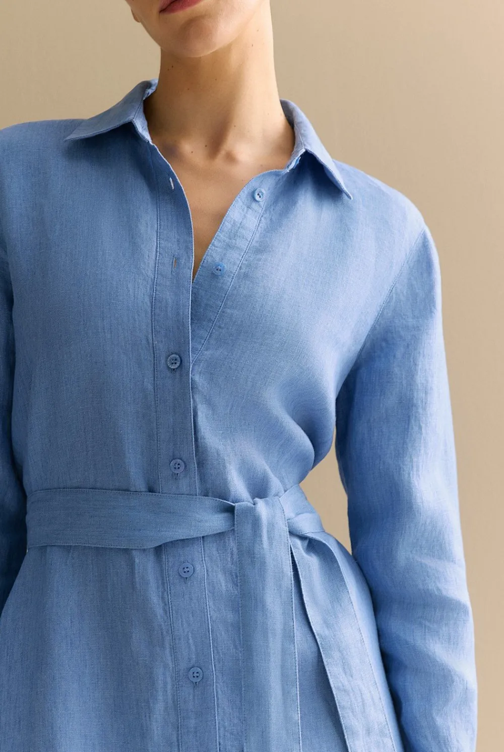 Dresses|Occasion Dresses & Outfits>Trenery Delave Linen Classic Shirt Dress WedgewoodBlue