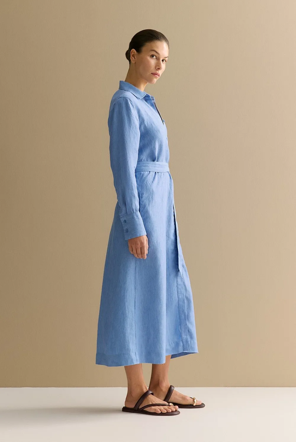 Dresses|Occasion Dresses & Outfits>Trenery Delave Linen Classic Shirt Dress WedgewoodBlue