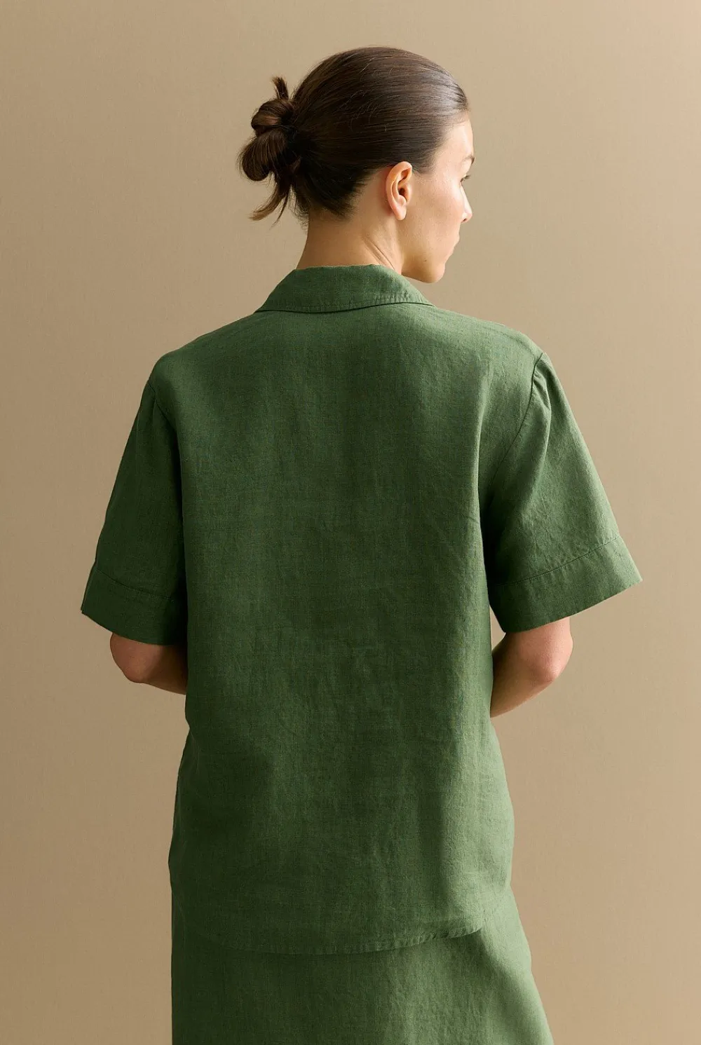 Shirts|Co-ord Sets>Trenery Delave Linen Short Sleeve Shirt Ivy