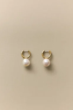 Jewellery|Occasion Dresses & Outfits>Trenery Elsa Pearl Hoop Earrings Gold