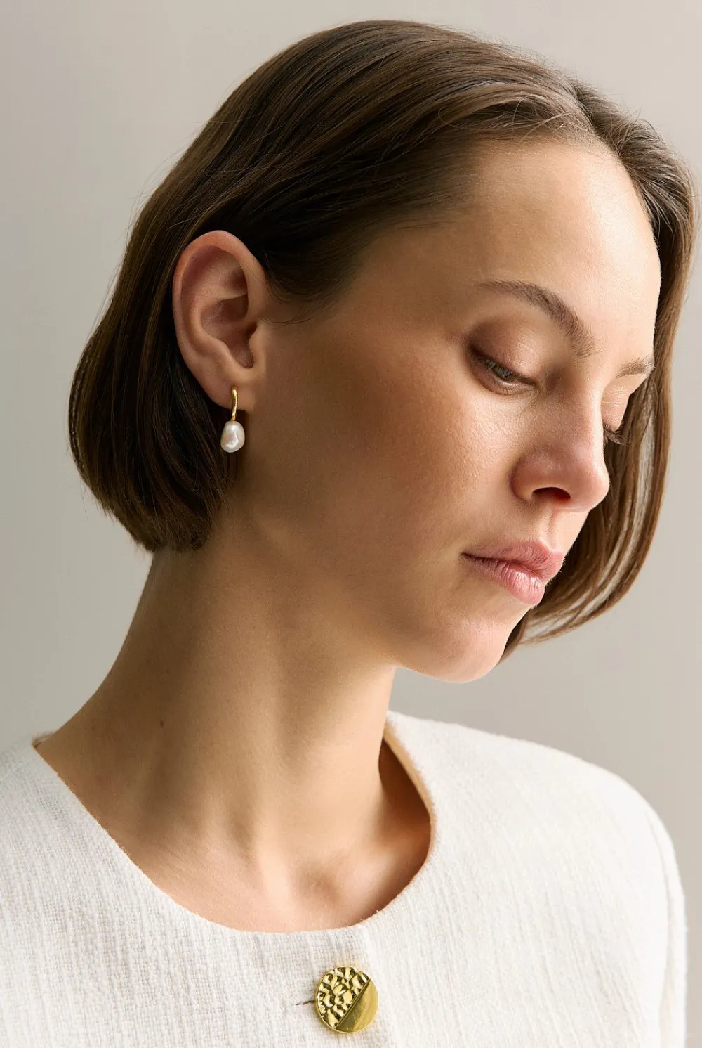 Jewellery|Occasion Dresses & Outfits>Trenery Elsa Pearl Hoop Earrings Gold