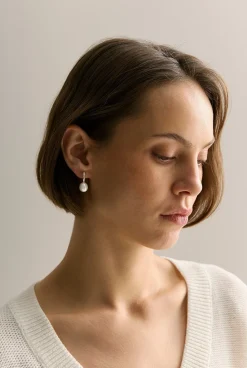 Jewellery|Occasion Dresses & Outfits>Trenery Elsa Pearl Hoop Earrings Silver
