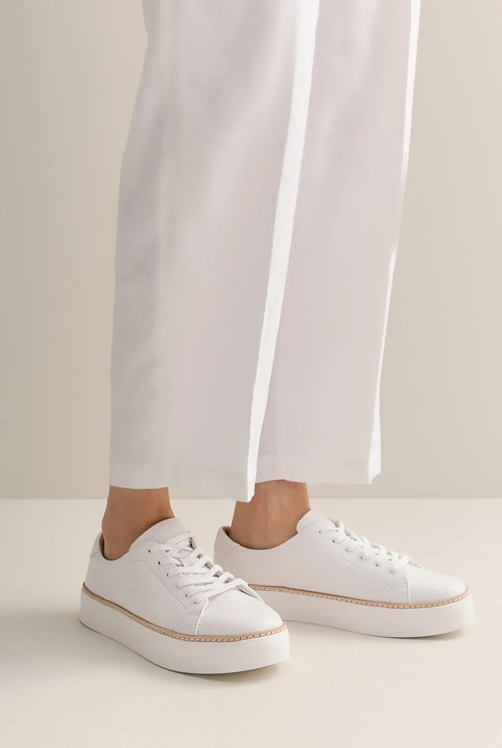 Sneakers>Trenery Emma Leather Sneaker White