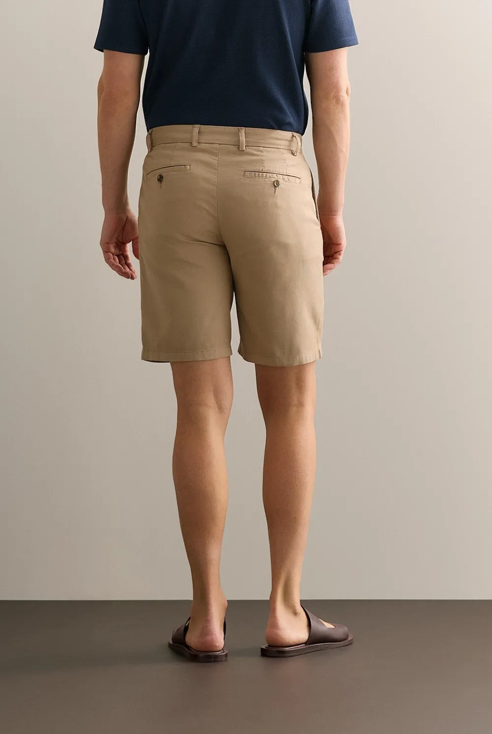 Shorts>Trenery Garment Dyed Cotton Dobby Longline Short Desert