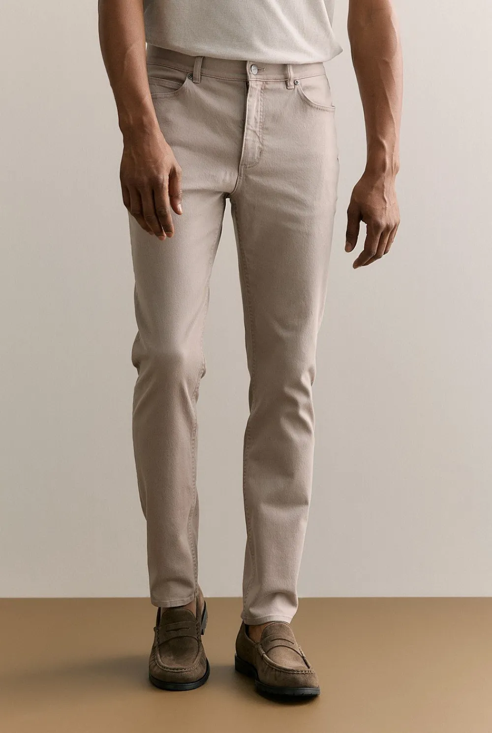 Pants>Trenery Garment Dyed Cotton Five Pocket Pant PaleGrey