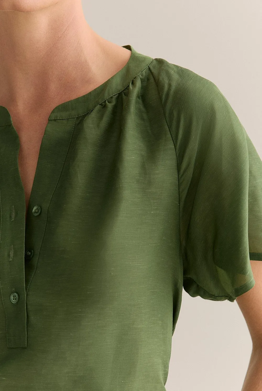 Shirts|Occasion Dresses & Outfits>Trenery Gather Detail Flutter Sleeve Blouse Ivy