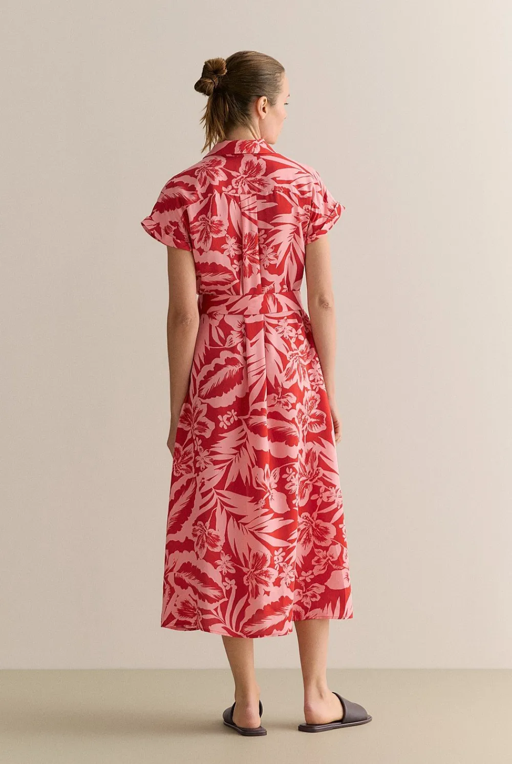 Dresses|Occasion Dresses & Outfits>Trenery Hibiscus Modal Half Placket Dress TrueRed