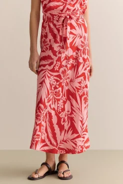 Skirts|Co-ord Sets>Trenery Hibiscus Modal Pull On Skirt TrueRed