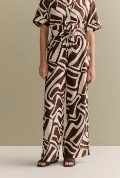 Co-ord Sets>Trenery Kai Linen Pull On Wide Leg Pant Chocolate