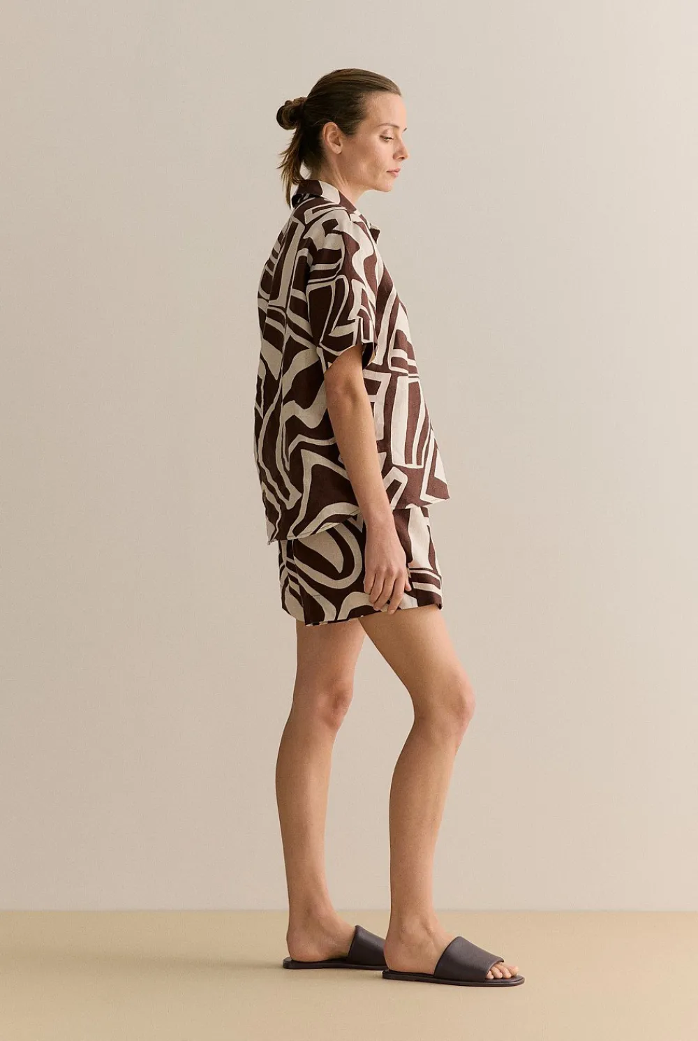 Shirts|Co-ord Sets>Trenery Kai Linen Short Sleeve Shirt Chocolate