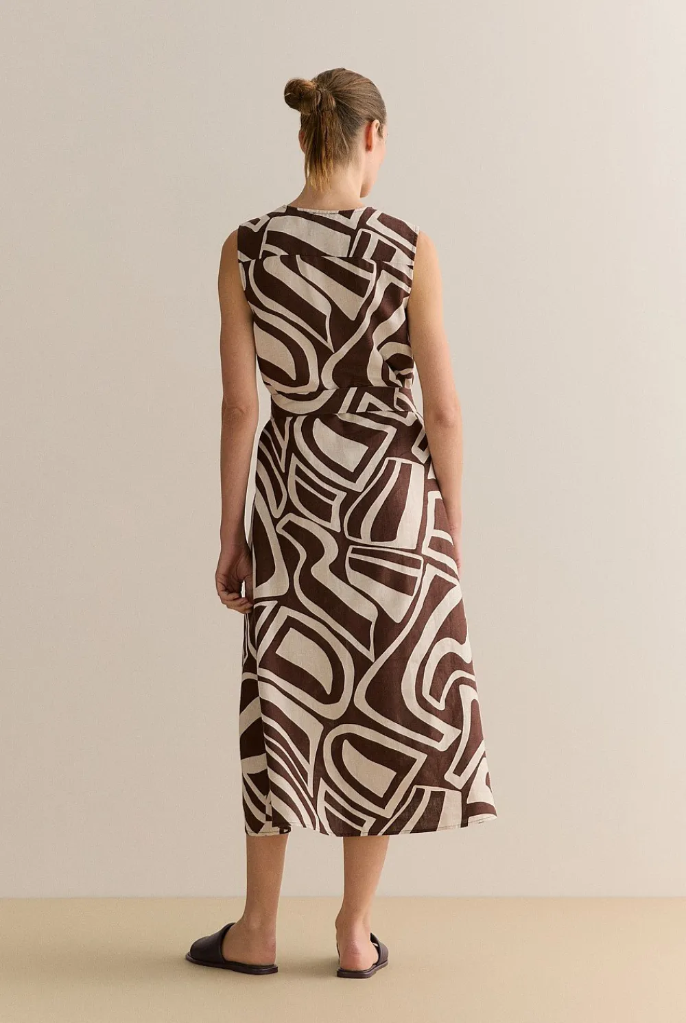 Dresses|Occasion Dresses & Outfits>Trenery Kai Linen Split Front Sleeveless Dress Chocolate