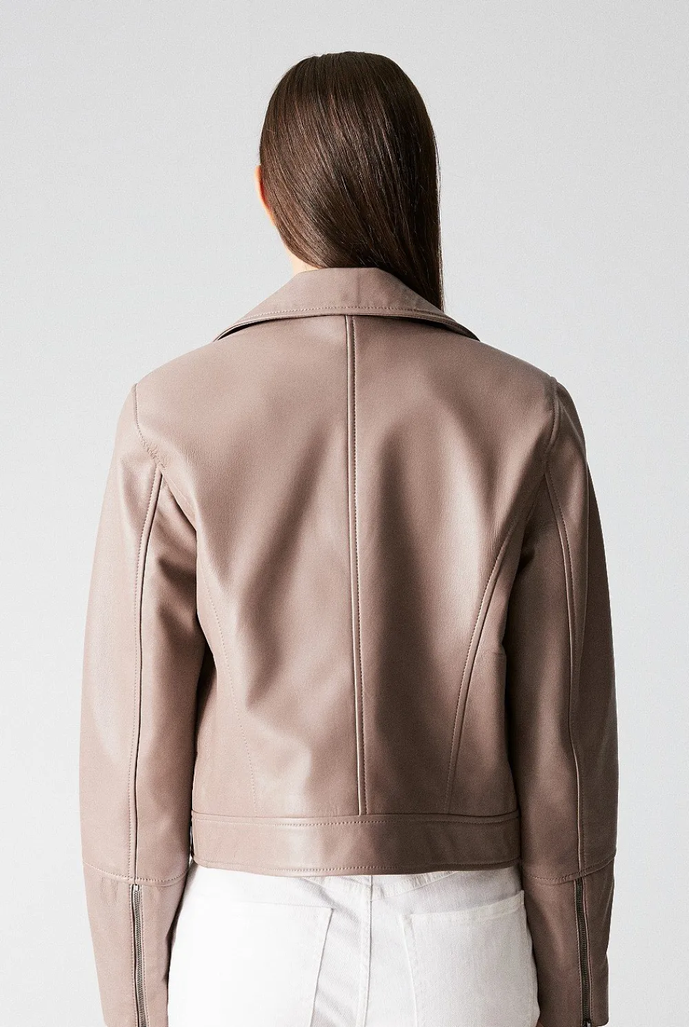 The Leather Edit>Trenery Leather Biker Jacket Cinder