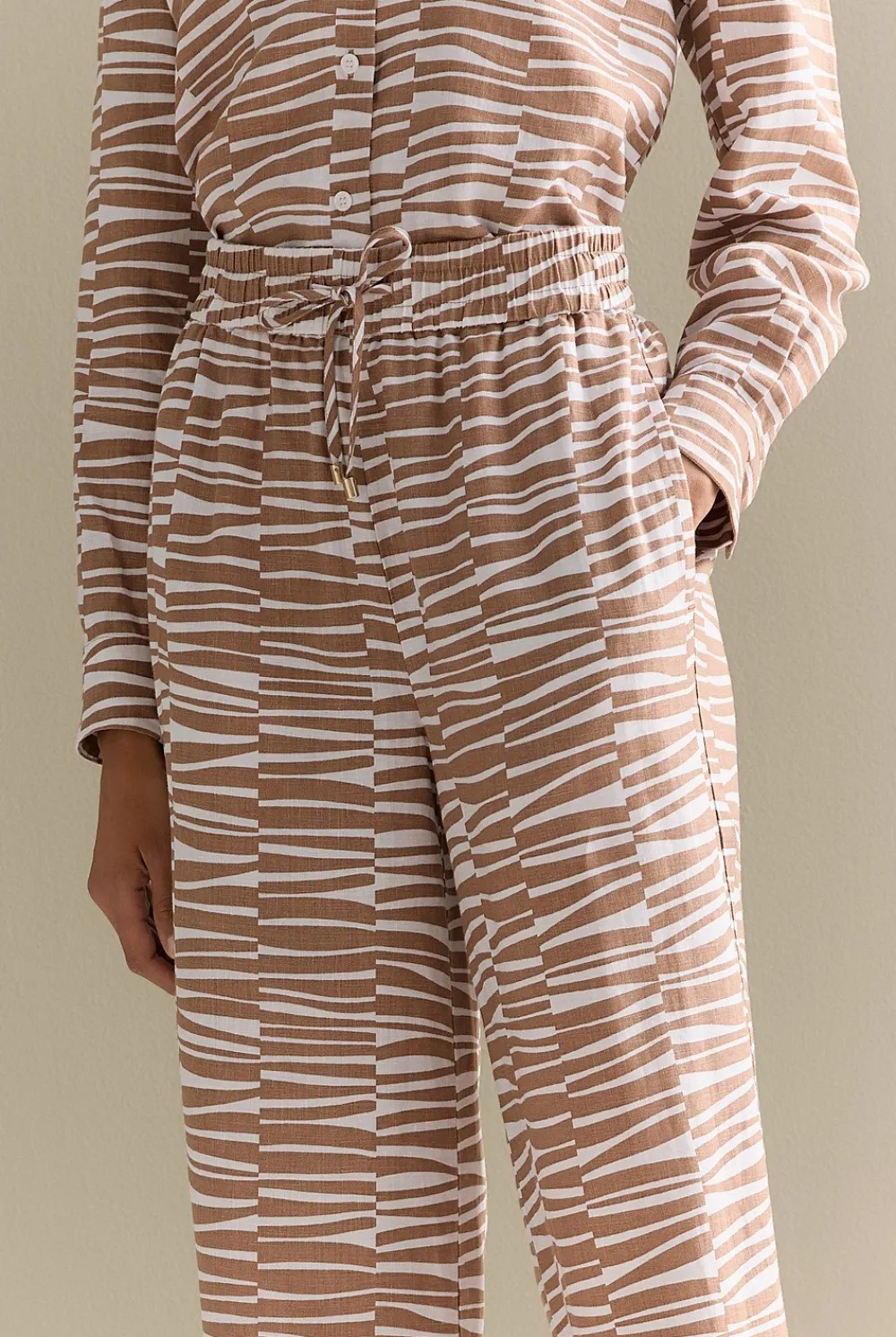 Pants>Trenery Linen Abstract Geo Print Pull On Pant Hazel
