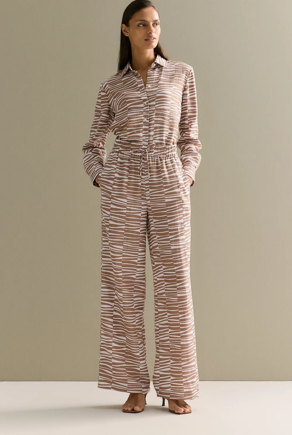 Pants>Trenery Linen Abstract Geo Print Pull On Pant Hazel