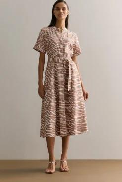 Dresses>Trenery Linen Abstract Geo Print Shirt Dress Hazel