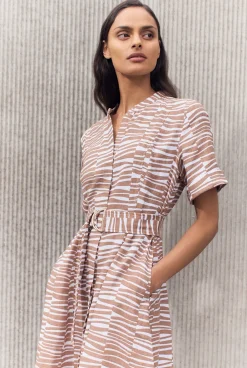 Dresses>Trenery Linen Abstract Geo Print Shirt Dress Hazel