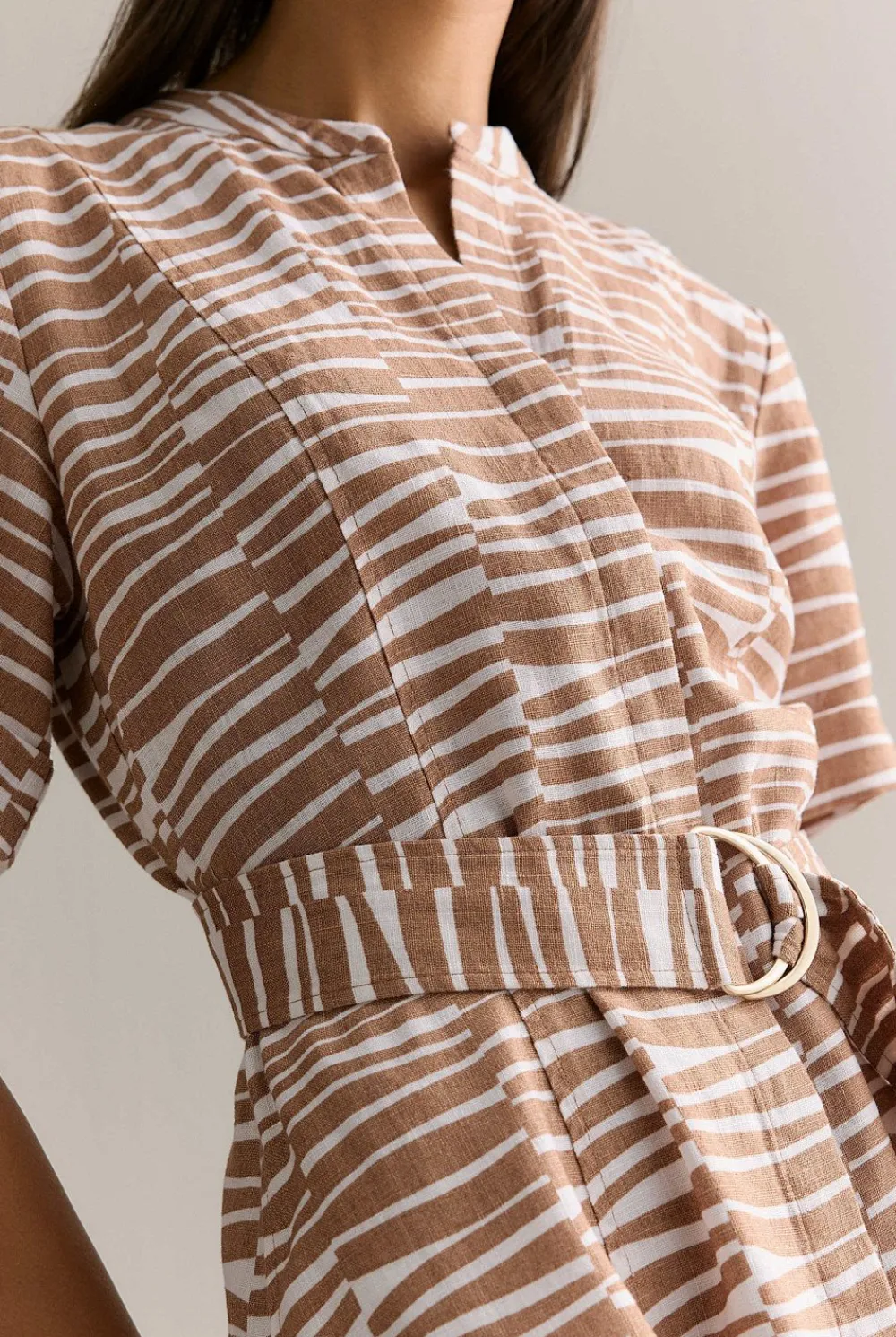 Dresses>Trenery Linen Abstract Geo Print Shirt Dress Hazel