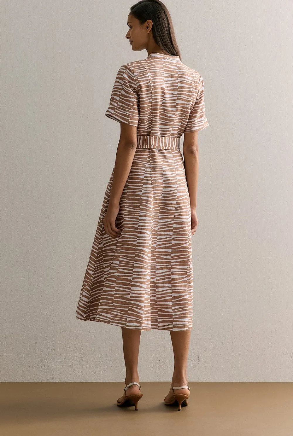 Dresses>Trenery Linen Abstract Geo Print Shirt Dress Hazel
