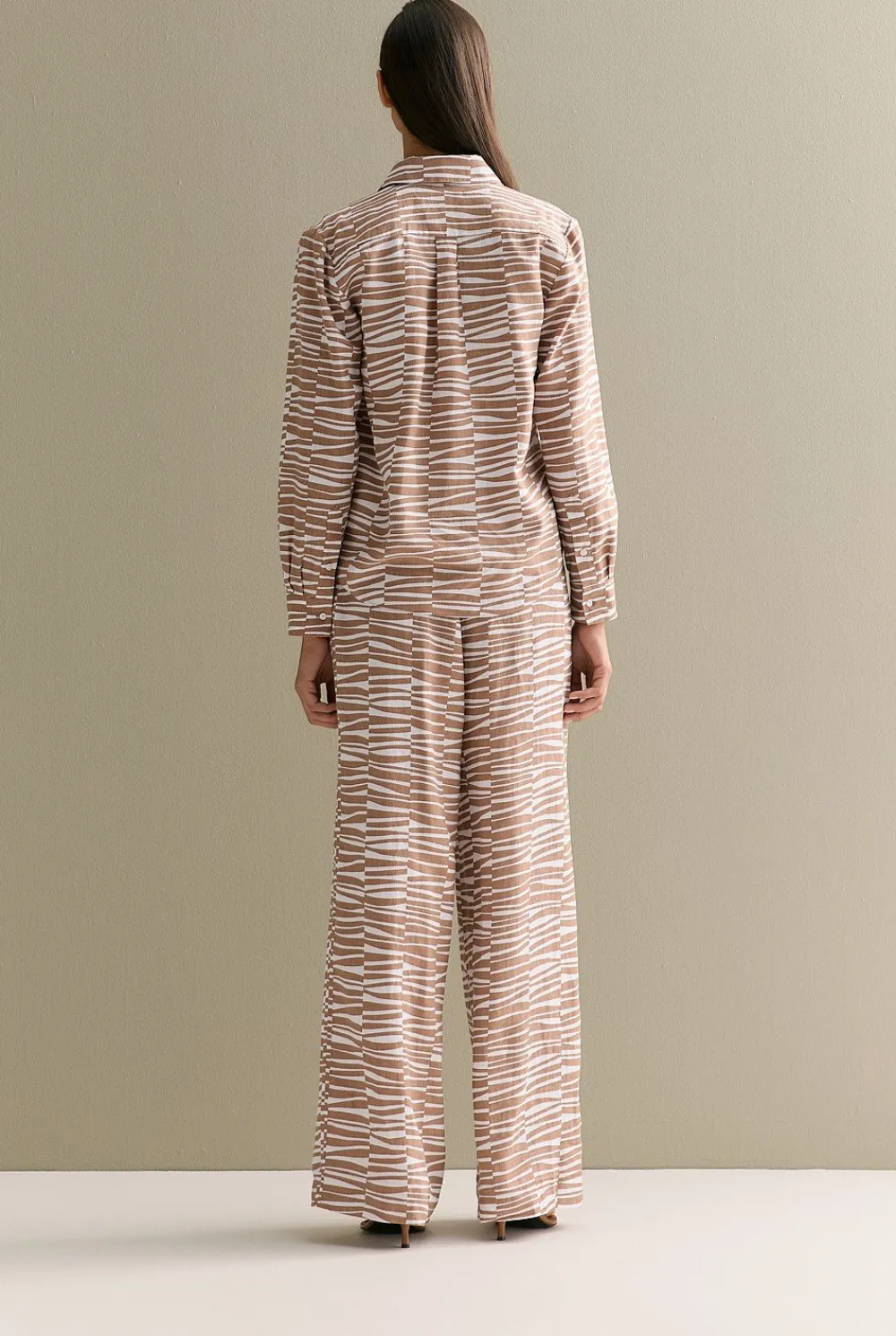 Shirts>Trenery Linen Abstract Geo Print Long Sleeve Shirt Hazel