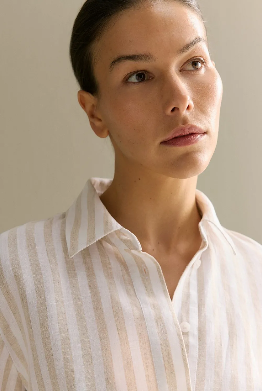 Shirts|The Linen Edit>Trenery Linen Bengal Stripe Short Sleeve Shirt Pebble