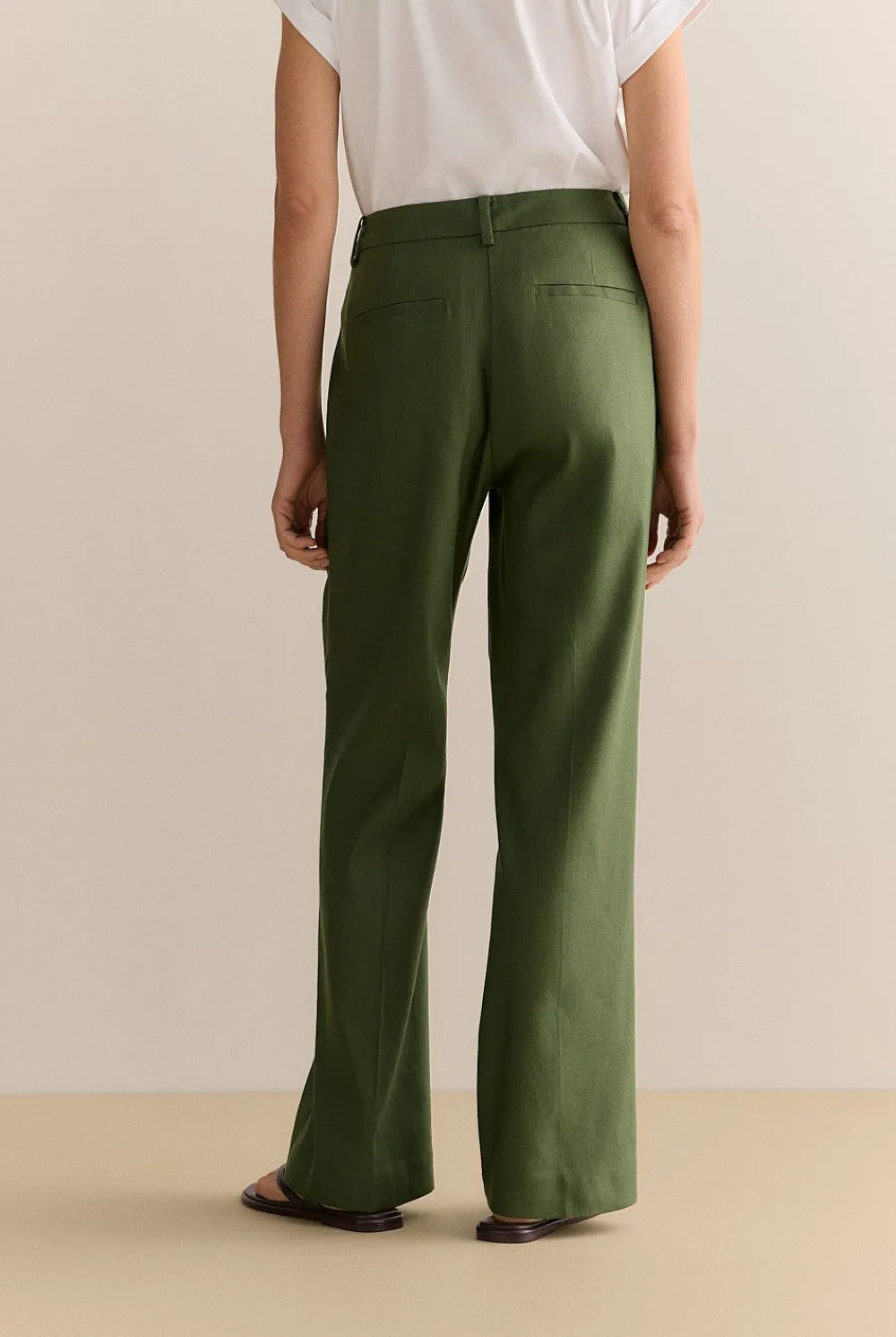 Occasion Dresses & Outfits>Trenery Linen Blend Twill Smart Pant Ivy
