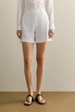 Shorts>Trenery Linen Blend Twill Smart Short White