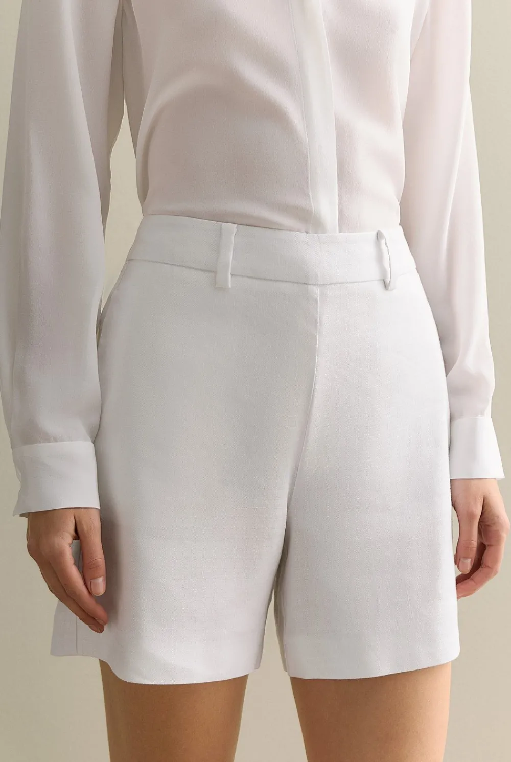Shorts>Trenery Linen Blend Twill Smart Short White