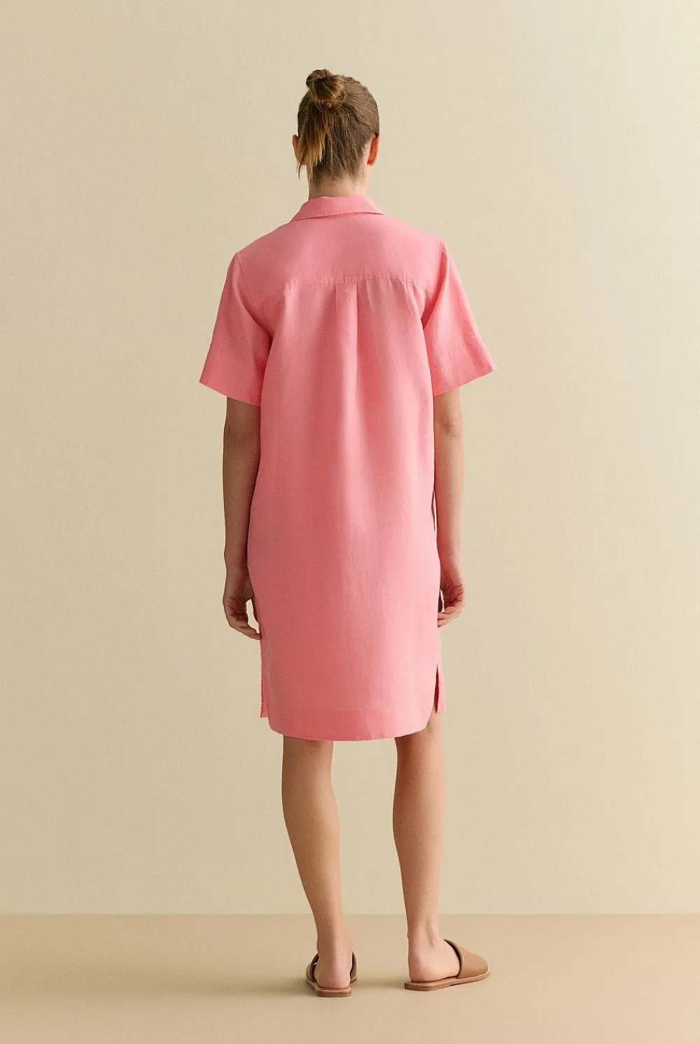 Dresses|Occasion Dresses & Outfits>Trenery Linen Button Through Shift Dress PinkGrenadine