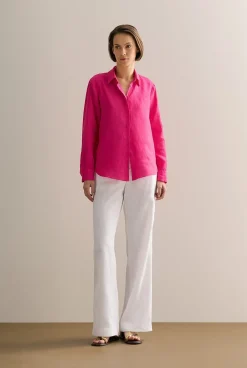 Shirts|The Linen Edit>Trenery Linen Classic Shirt Fuchsia
