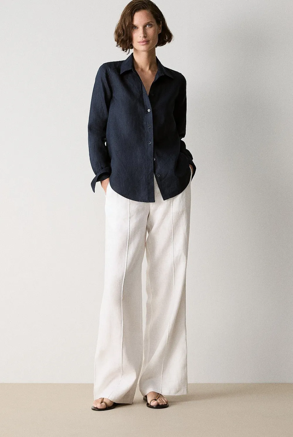 Shirts|The Linen Edit>Trenery Linen Classic Shirt NightSky