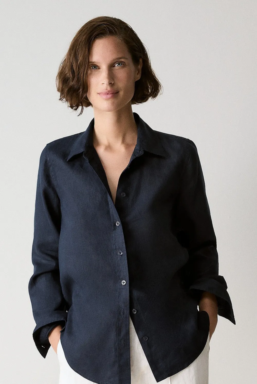 Shirts|The Linen Edit>Trenery Linen Classic Shirt NightSky
