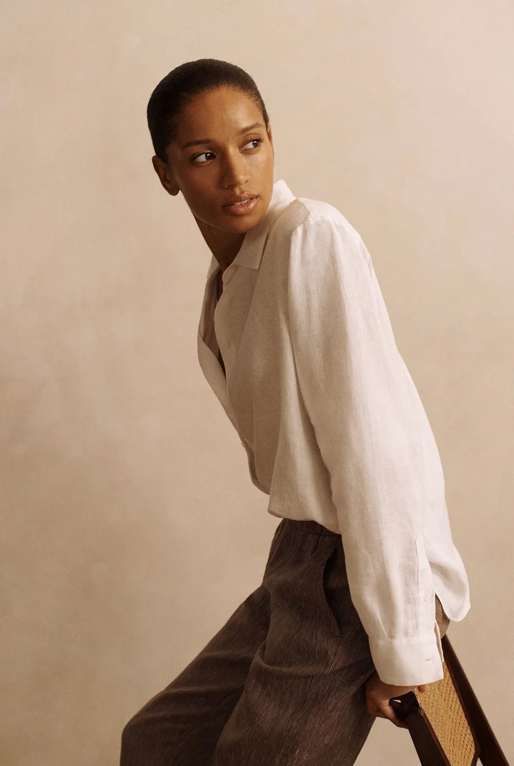 Shirts>Trenery Linen Classic Shirt White