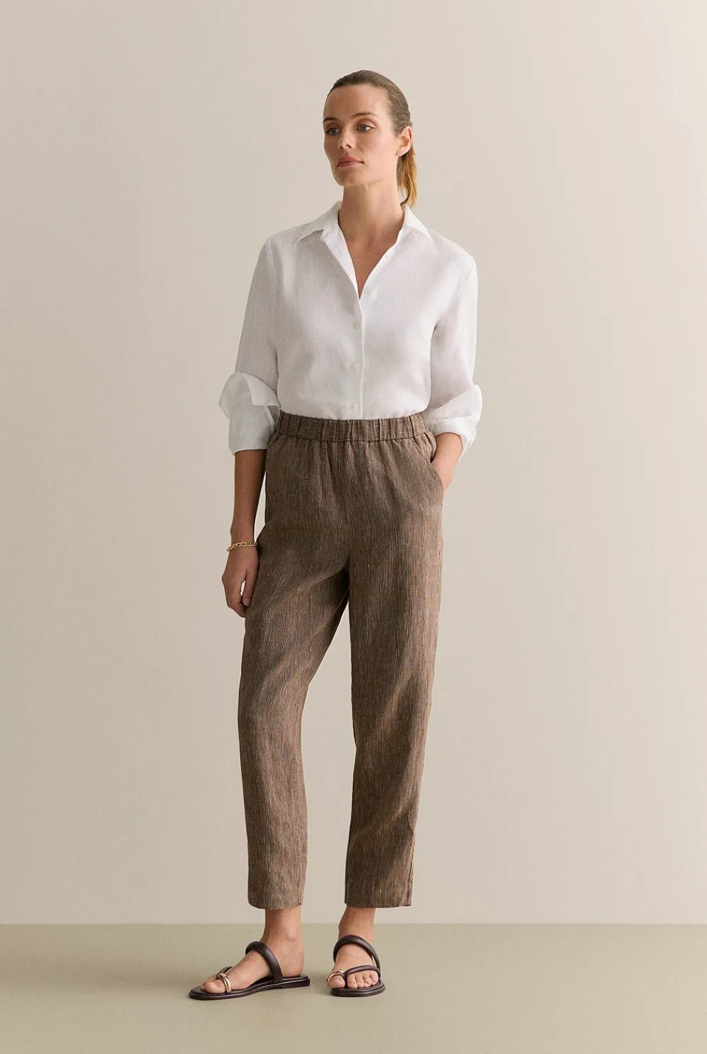 Shirts>Trenery Linen Classic Shirt White
