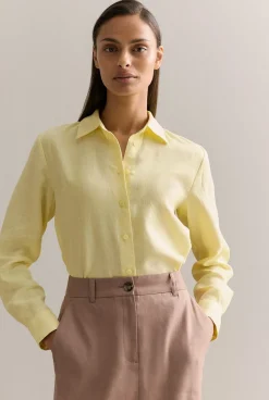 Shirts>Trenery Linen Classic Shirt Yellow