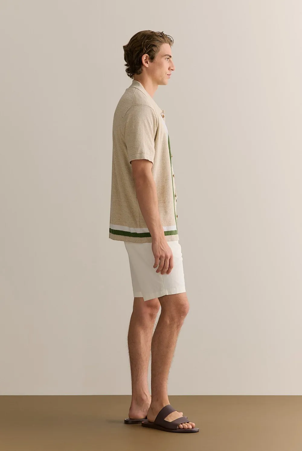 Knitwear>Trenery Linen Cotton Graphic Knit Shirt Natural