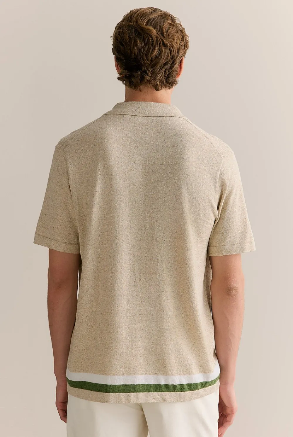 Knitwear>Trenery Linen Cotton Graphic Knit Shirt Natural