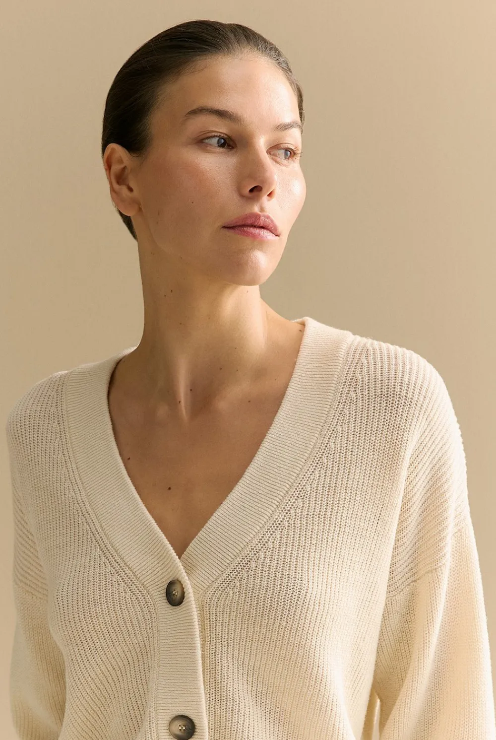 Cardigans|Knitwear>Trenery Linen Cotton Relaxed Cardigan Chalk