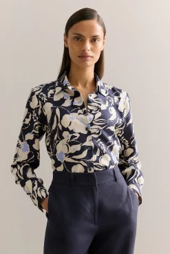Shirts>Trenery Linen Floral Classic Shirt NightSky