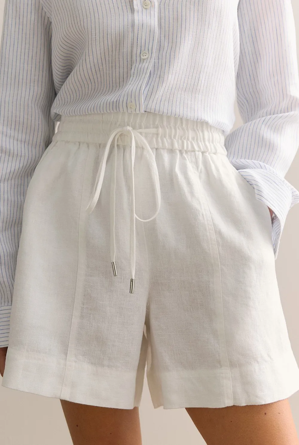 Shorts|The Linen Edit>Trenery Linen Pull On Short White